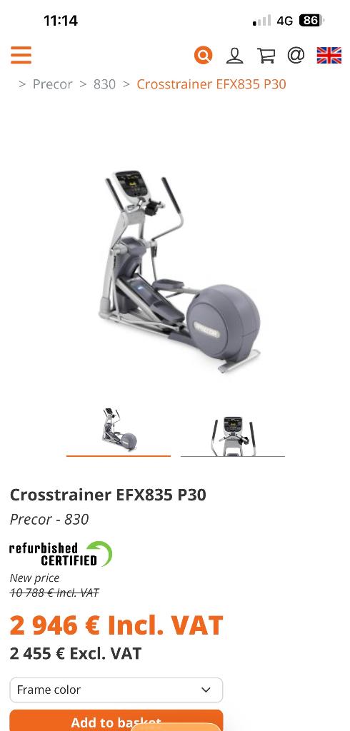 Crosstrainer Precor EFX, Ophalen, Crosstrainer
