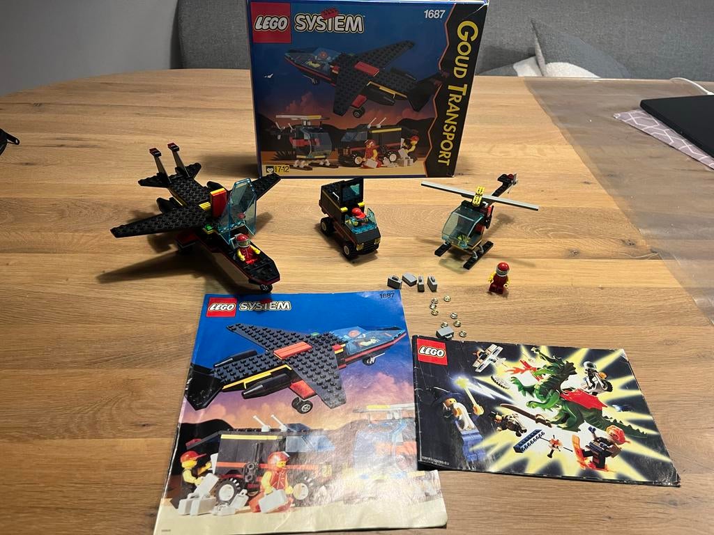Lego System 1687 Goud Transport met doos en instructies, Gebruikt, Overige thema's, Lego, Ophalen of Verzenden