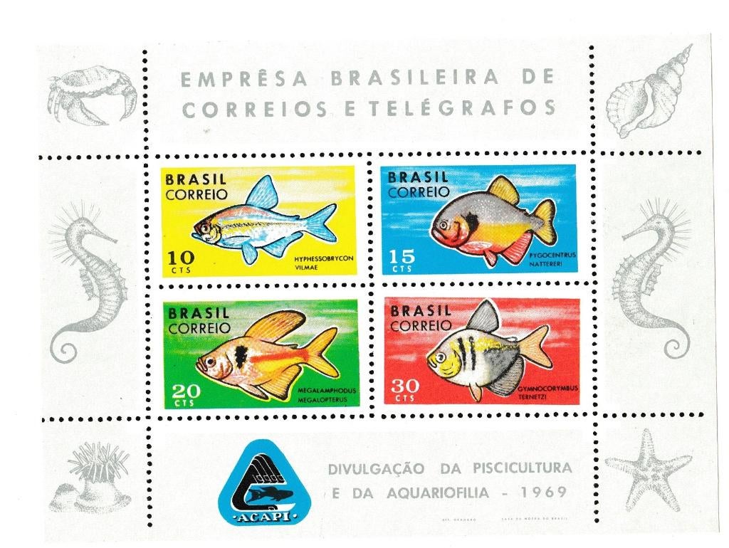 B 5 - Velletje vissen 1969 van Brasil € 5,00, Ophalen of Verzenden, Postfris, Noord-Amerika