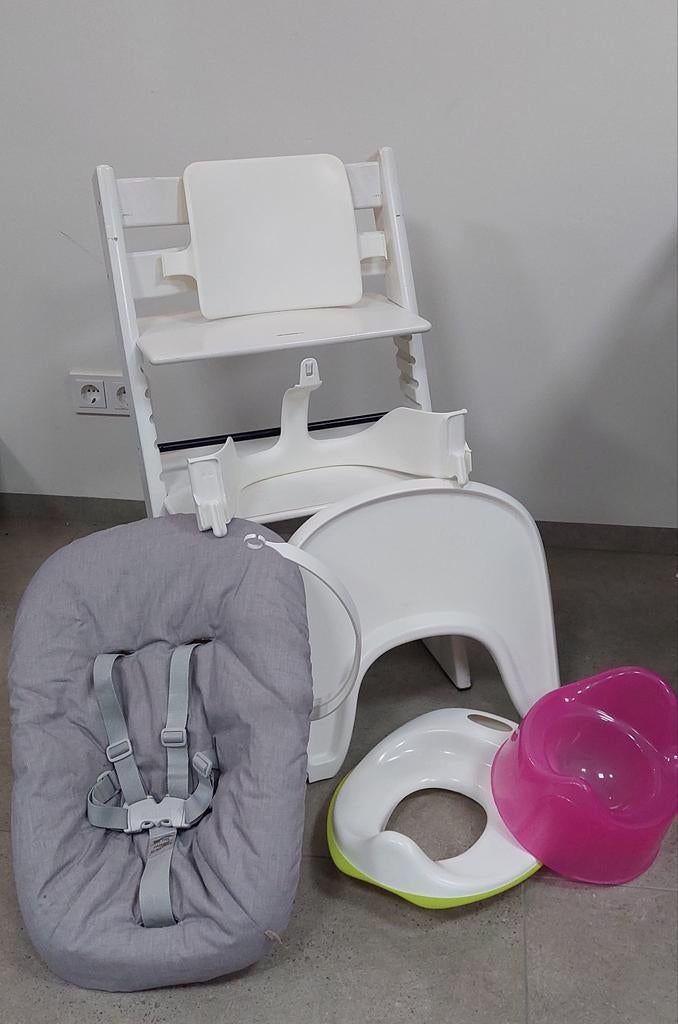 Stokke Tripp Trapp complete set met accessoires, Kinderen en Baby's, Kinderstoelen, Ophalen, Gebruikt, Meegroeistoel, Afneembaar eetblad
