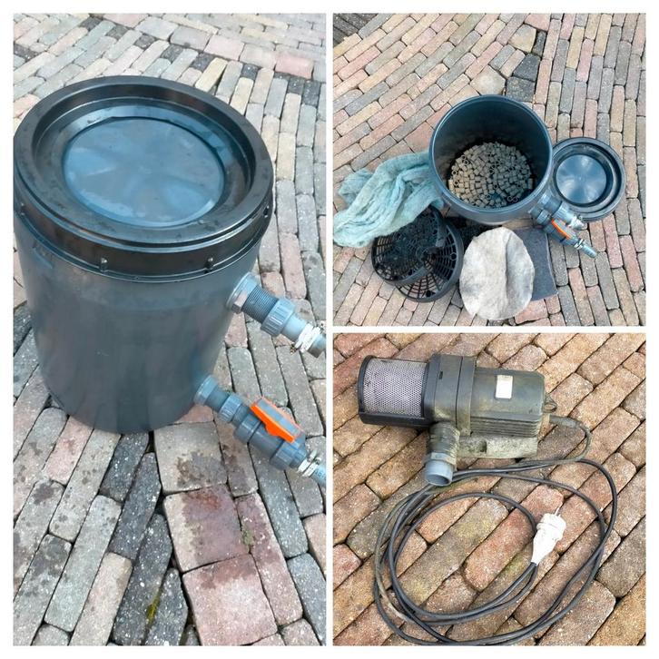 Gebruikte vijverfilter 60L met pomp en filtermateriaal, Tuin en Terras, Vijver-toebehoren, Ophalen