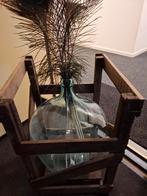 Grote glazen fles in houten krat - Decoratief, Ophalen