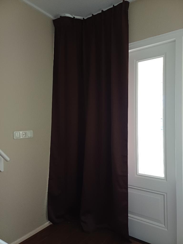 Larson gordijnen met haken, Ophalen, Gebruikt, Bruin, 200 cm of meer