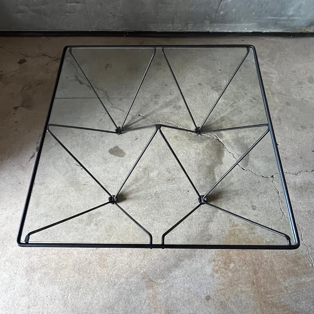 Jaren 80 postmodern vintage draadstaal salontafel Paolo Piva, Ophalen, Gebruikt, 50 tot 100 cm, Salontafel