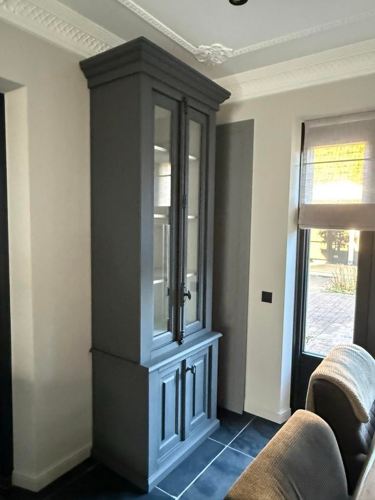 1 Antraciet Kast van Mart Kleppe - Vitrine Kast, Ophalen, 200 cm of meer, 50 tot 100 cm, Zo goed als nieuw