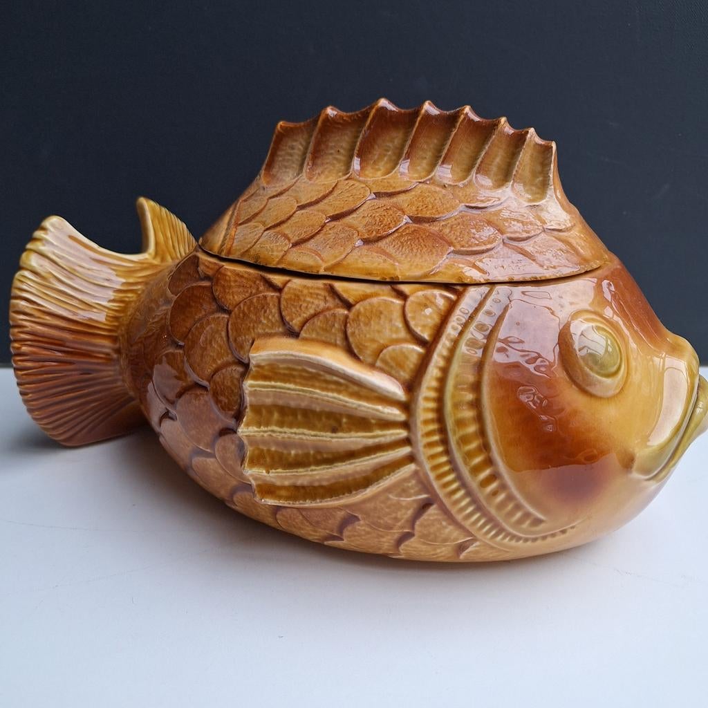 Sarreguemines Faience Vis Terrine - Frankrijk, Ophalen of Verzenden