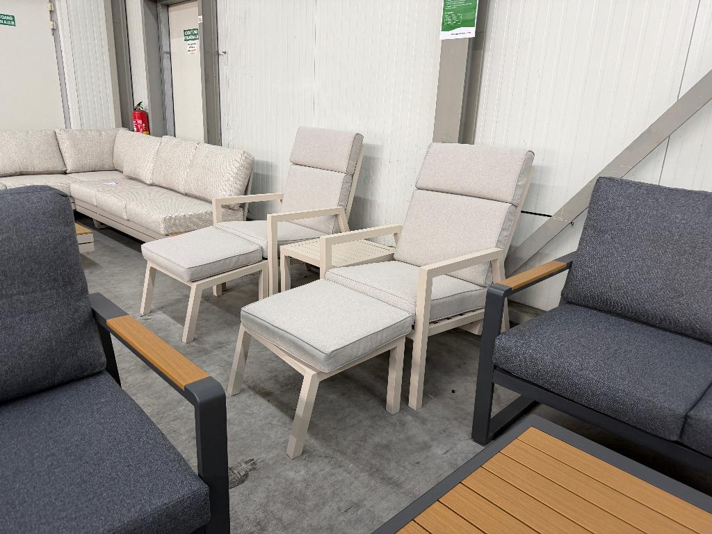 Oregon lounge balkonset/tuinset | beige | set van 2, Ophalen, Verstelbaar, Aluminium, Zo goed als nieuw