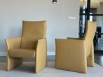 Set van 2 design stoelen in zacht geel leer, Twee, Overige kleuren, Leer, Ophalen of Verzenden