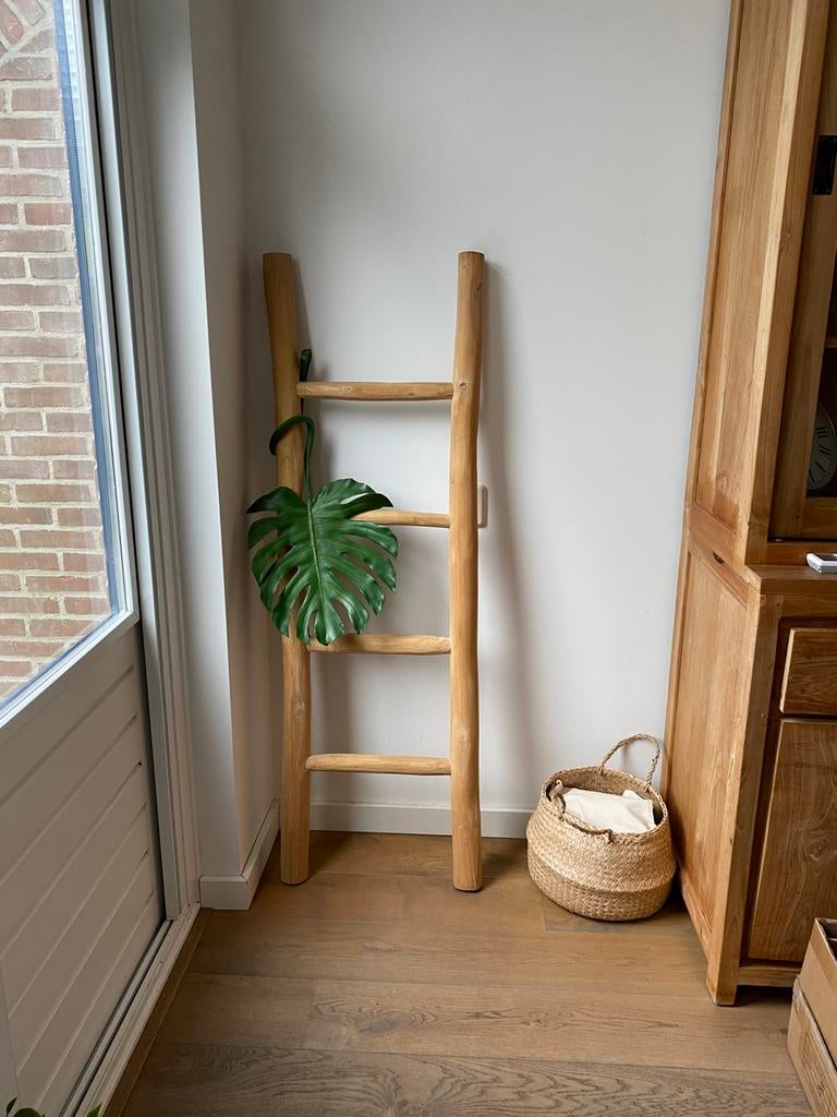 Ladder/ handdoekenrek/ decoratierek/ rek/ houten laddertje, Ophalen, Bruin, Hout