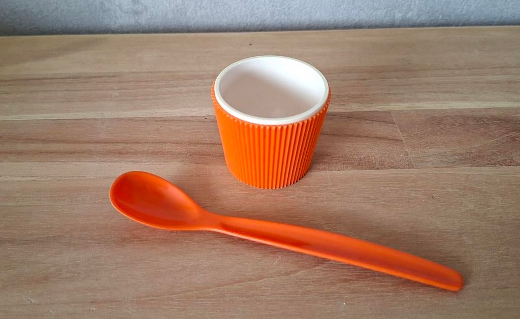 Vintage Turkstra Beschuit, eierdopje met eierlepel,jaren 60, Verzamelen, Ophalen of Verzenden, Huis en Inrichting