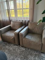 Lederen bankstel met twee fauteuils - Tegen elk aannemelijk, Huis en Inrichting, Fauteuils, Ophalen, Gebruikt, Leer, 75 tot 100 cm