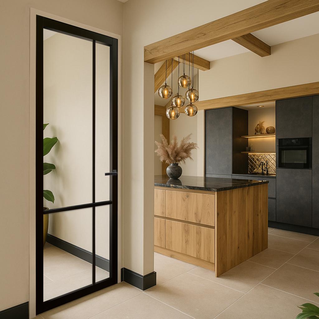 Staal look deur | industriële binnendeur  | helder glas, Niet ingevuld, 80 tot 100 cm, 215 cm of meer, Binnendeur