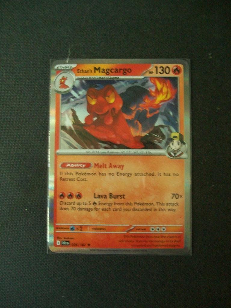 1159: Nieuwe Pokemon Kaart holo rare Ethan's MAGCARGO, Verzenden, Nieuw, Losse kaart, Foil