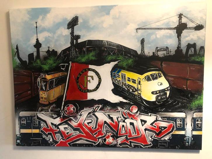 Feyenoord Rotterdam Schilderij - Uniek Kunstwerk, Antiek en Kunst, Kunst | Schilderijen | Klassiek, Ophalen