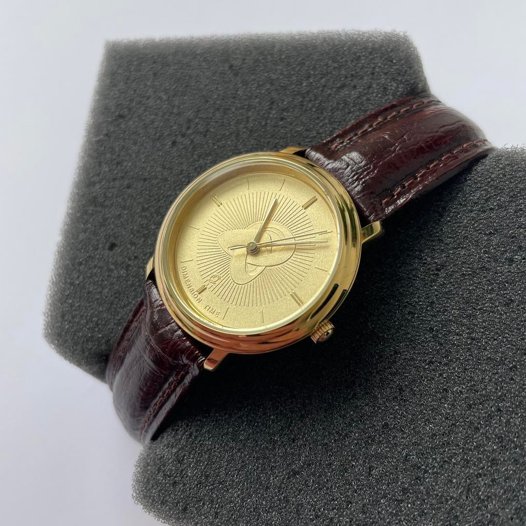 Dimension Time dameshorloge, quartz, verguld, 33 mm, Sieraden, Tassen en Uiterlijk, Horloges | Dames, Overige merken, Staal, Polshorloge