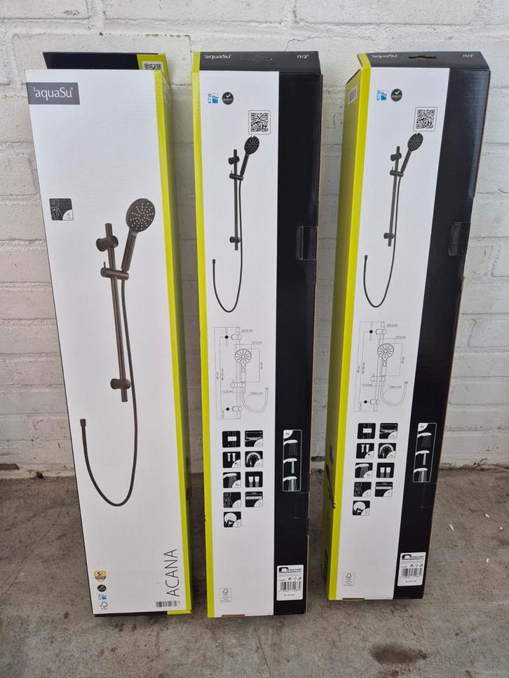 AquaSu ACANA douchesets mat zwart NIEUW in doos, Doe-het-zelf en Verbouw, Sanitair, Nieuw, Douche, Ophalen