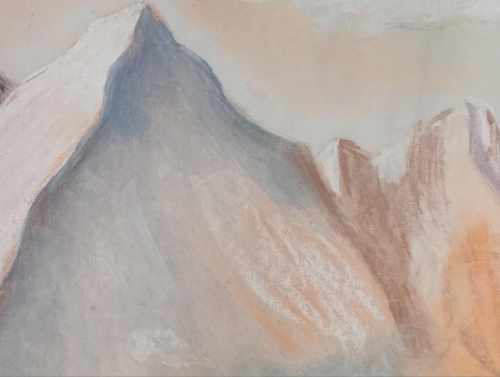 H Telman krijt tekening Berglandschap, Ophalen of Verzenden