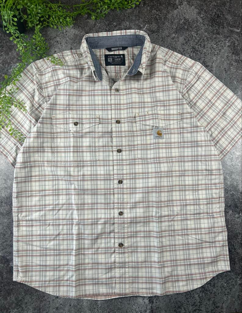 Carhartt Geruit Overhemd Korte Mouw - Maat XL, Ophalen of Verzenden, Zo goed als nieuw, Grijs, Halswijdte 43/44 (XL)