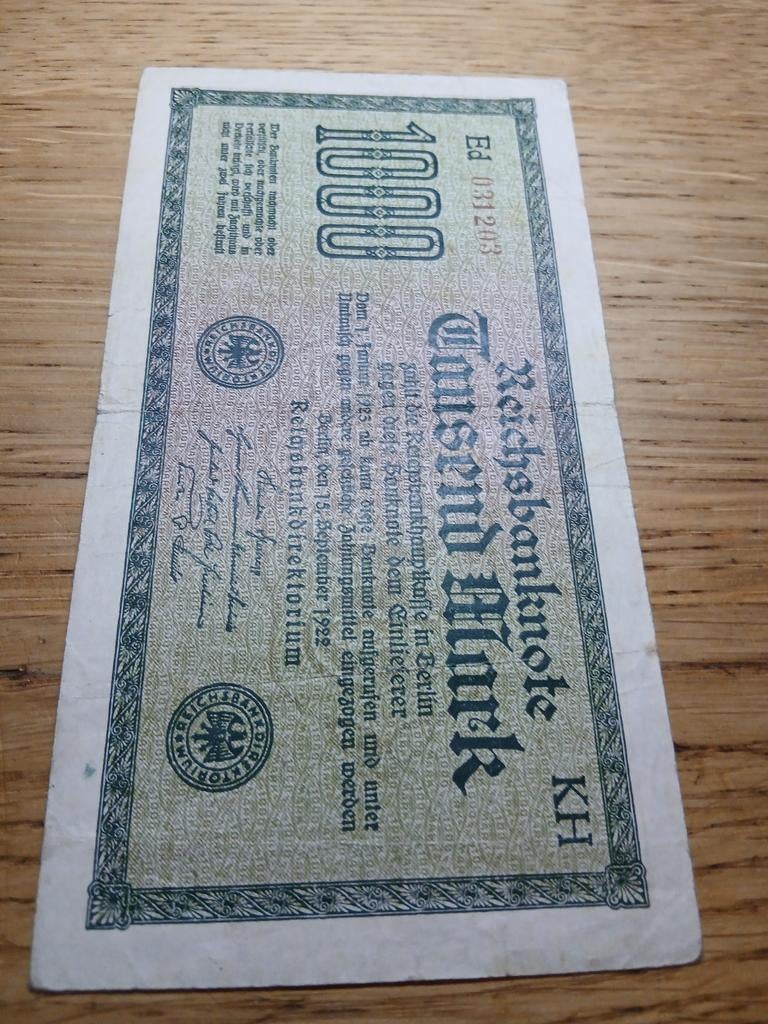 Duits 1000 Mark bankbiljet, Postzegels en Munten, Bankbiljetten | Europa | Niet-Eurobiljetten, Ophalen of Verzenden