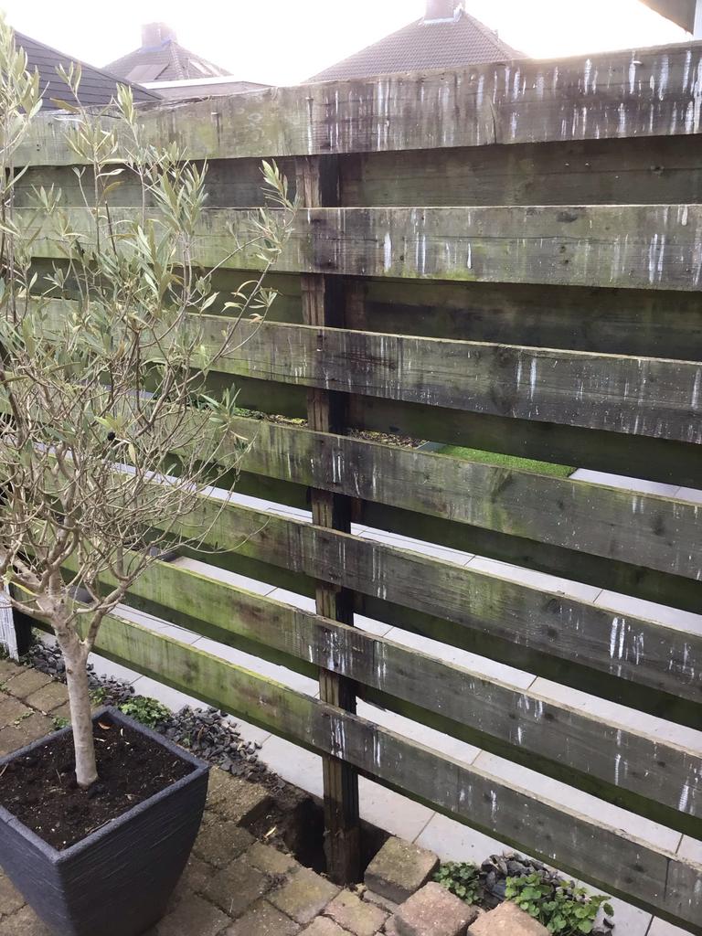 10 Hardhouten schuttingpalen 210 cm lang, 7x7 cm, Tuin en Terras, Palen, Balken en Planken, Ophalen, Gebruikt, Palen, Hardhout