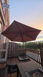 Bruine zweefparasol met voet, Tuin en Terras, Parasols, Ophalen, Zweefparasol, Kantelbaar