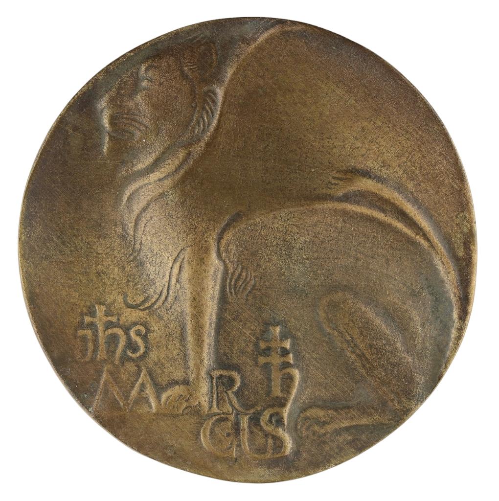 Marianne Letterie BRONS PENNING EVANGELIST MARCUS, Postzegels en Munten, Penningen en Medailles, Verzenden, Brons, Nederland