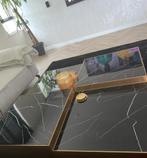Richmond Salontafel 9472 Azure - Zwart Marmerlook & Goud, Ophalen, 50 tot 100 cm, 100 tot 150 cm, Vierkant