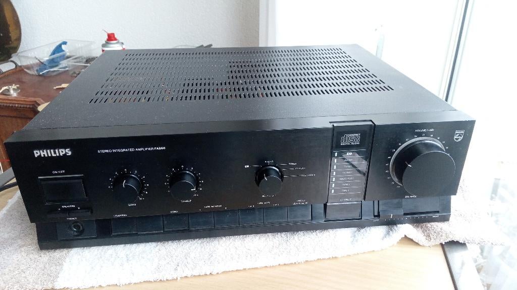Versterker Philips FA 860 ( Vintage ) in zeer goede staat., Ophalen of Verzenden, Gebruikt, 120 watt of meer, Overige merken