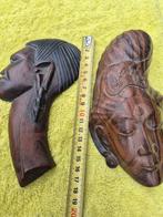 Houten Afrikaans bustebeeld van vrouw, Afrikaanse tribale, Ophalen, Minder dan 20 cm, Art deco, Buste