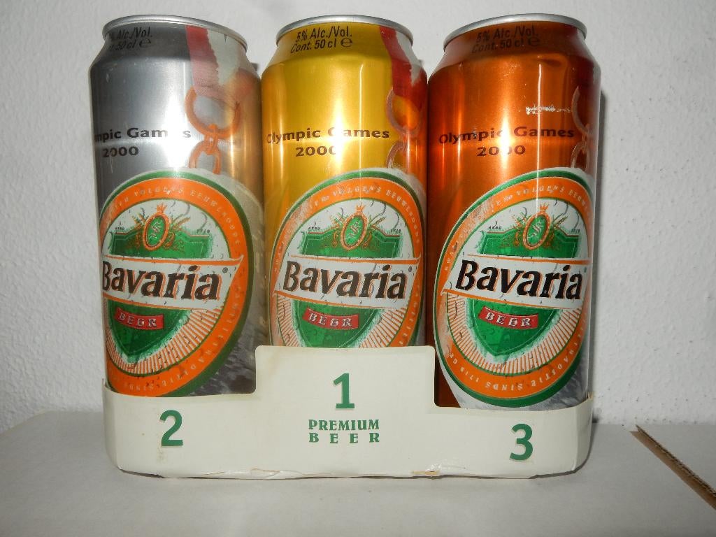 3 BAVARIA Olympische Spelen 2000 Medailles Bierblikjes 50cl, Verzamelen, Ophalen of Verzenden, Overige typen, Overige merken