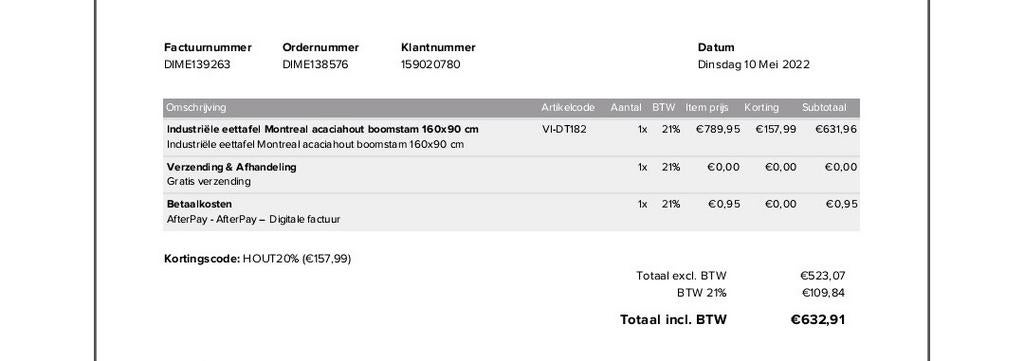 acacia houten eettafel 160/90, Ophalen, Nieuw, 50 tot 100 cm, 150 tot 200 cm