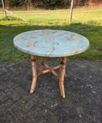 Retro Bamboe tafel met fineer blad 1986:, Tuin en Terras, Tuintafels, Ophalen, Rond