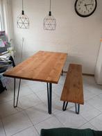 Massief eiken Eiken eettafel met bankje, Huis en Inrichting, Tafels | Eettafels, Ophalen of Verzenden, Rechthoekig, 200 cm of meer