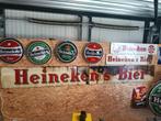 Heineken's emaille bord in 2 delen, Verzamelen, Biermerken, Ophalen, Gebruikt, Reclamebord, Plaat of Schild, Heineken