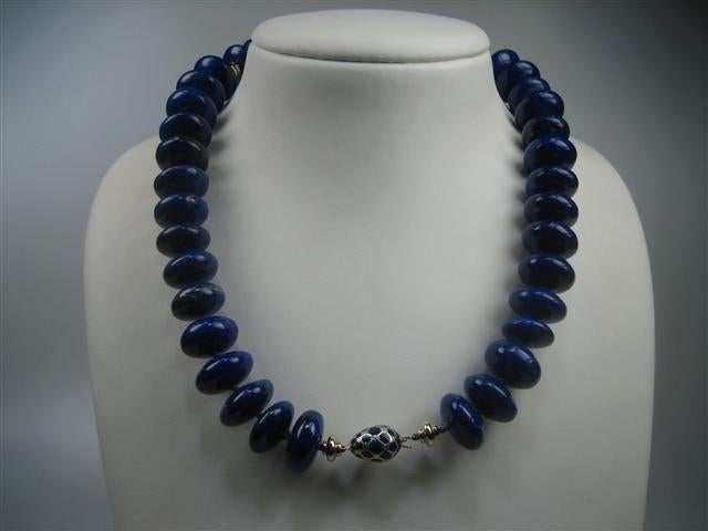 Antieke Lapis-Lazuli collier met gouden tussen stukken, Verzenden, Goud, Ketting, Met edelsteen
