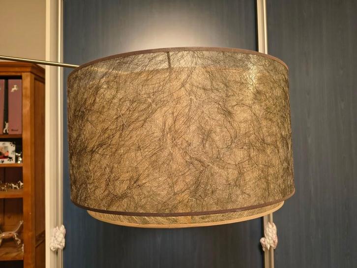 Lampenkap, Huis en Inrichting, Lampen | Lampenkappen, Gebruikt, 25 tot 50 cm, Rond, Crème, Zwart, Ophalen of Verzenden