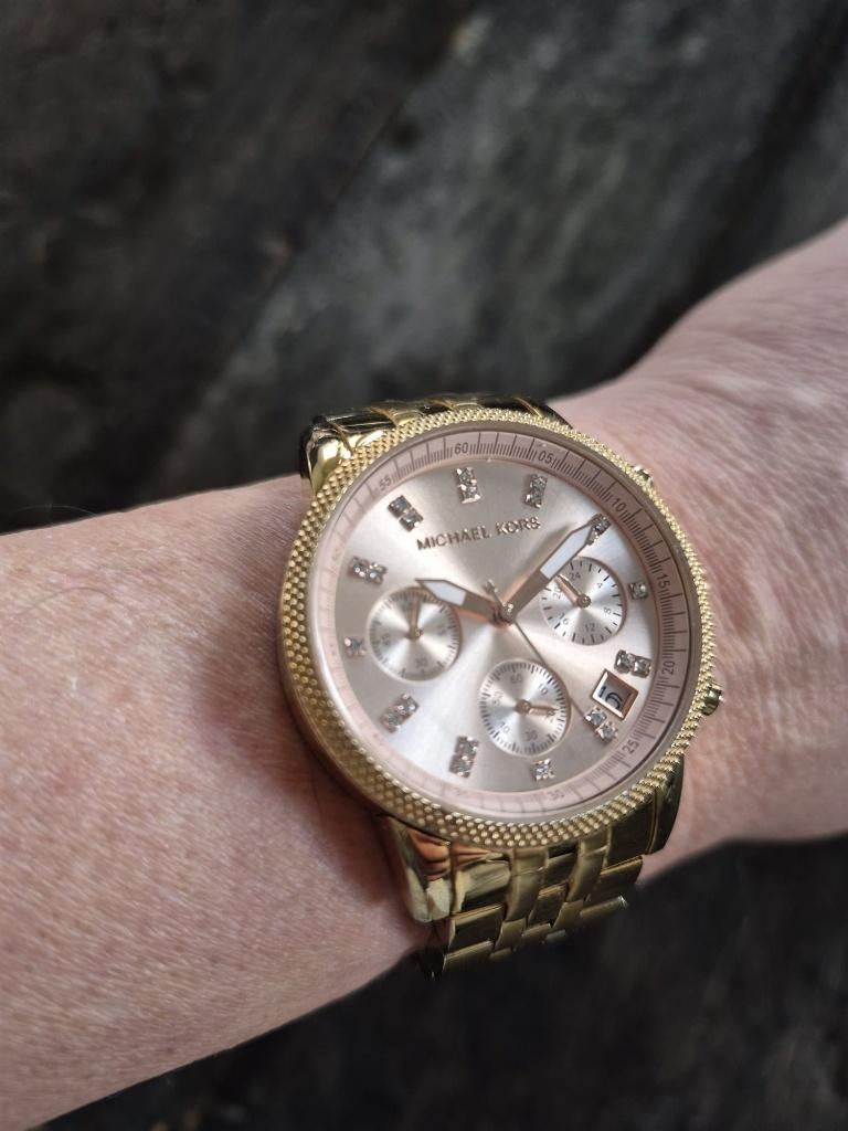 Dameshorloge goudkleurig met rosé wijzerplaat - Michael Kors, Overige merken, Staal, Staal, Polshorloge