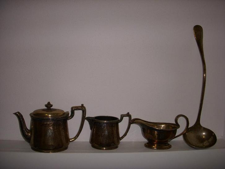 MOOI OUD verzilverd servies Koninklijke Hollandsche Lloyd, Verzamelen, Scheepvaart, Gebruikt, Gebruiksvoorwerp, Motorboot of Zeilboot