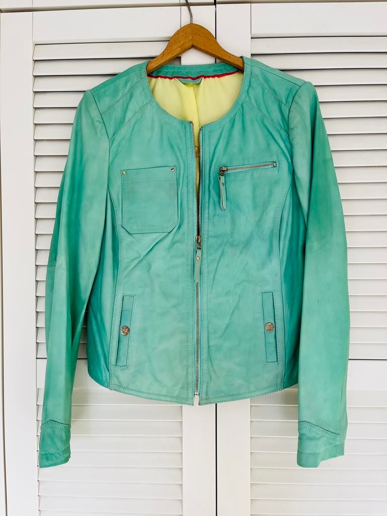 Arma leren jas jack vintage mt 40, Ophalen of Verzenden, Zo goed als nieuw, Maat 38/40 (M), Groen