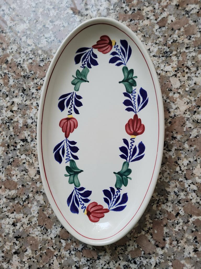 Boerenbont ovaal schaaltje - 24 cm, Huis en Inrichting, Keuken | Servies, Gebruikt, Ophalen of Verzenden, Schaal of Schalen, Aardewerk