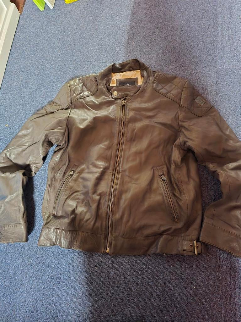 Vanguard Leren 'Biker' Jack XXL Donkerbruin, Bruin, Overige maten, Ophalen of Verzenden, Zo goed als nieuw