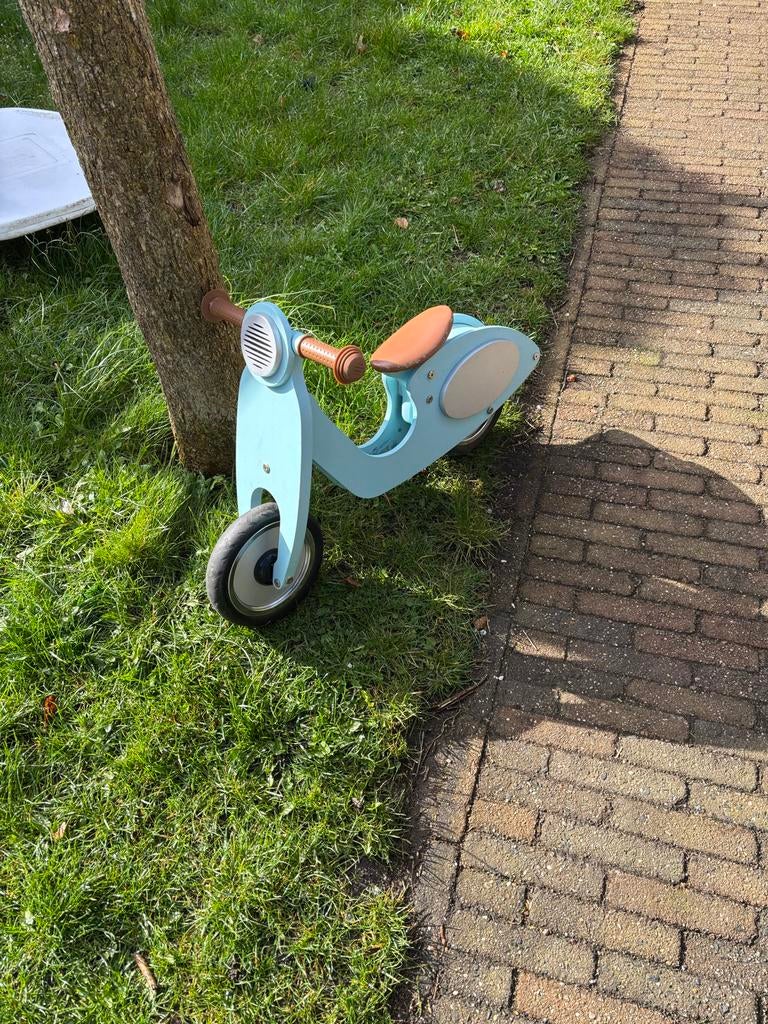 Vespa Loopfiets - Blauw Houten Design, Ophalen, Gebruikt, Loopfiets