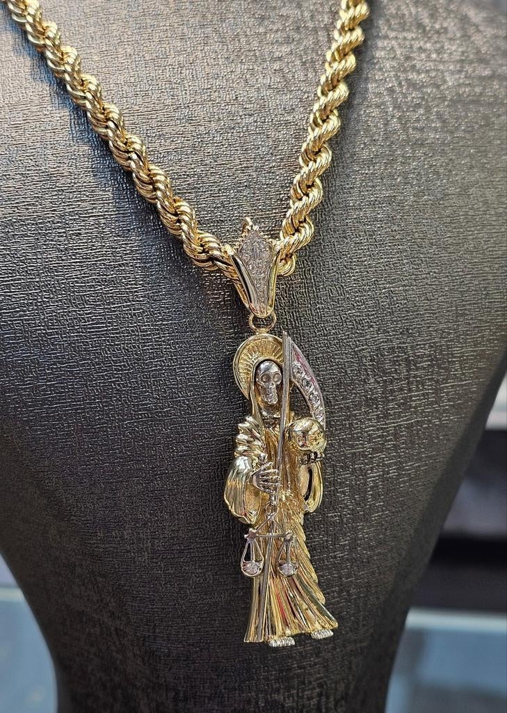 Prachtige Santa Muerte 14karaat goud massiefe hanger 25 gram, Ophalen of Verzenden, Zo goed als nieuw, Goud, Goud