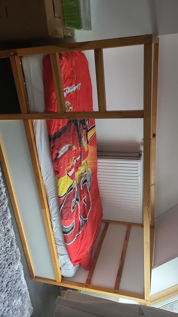 IKEA Kura omkeerbaar bed, grenen/wit, 90x200 cm, Ophalen, Zo goed als nieuw, Hoogslaper