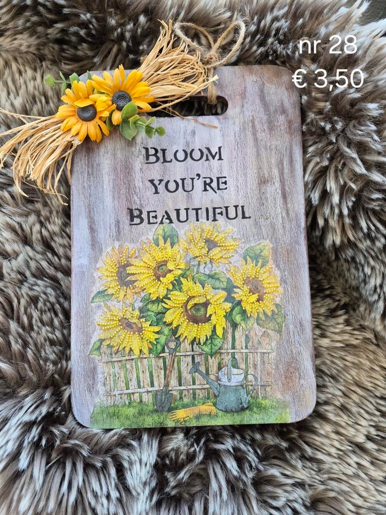 nr 28  Wanddecoratie 'Bloom You're Beautiful', Ophalen of Verzenden, Zo goed als nieuw