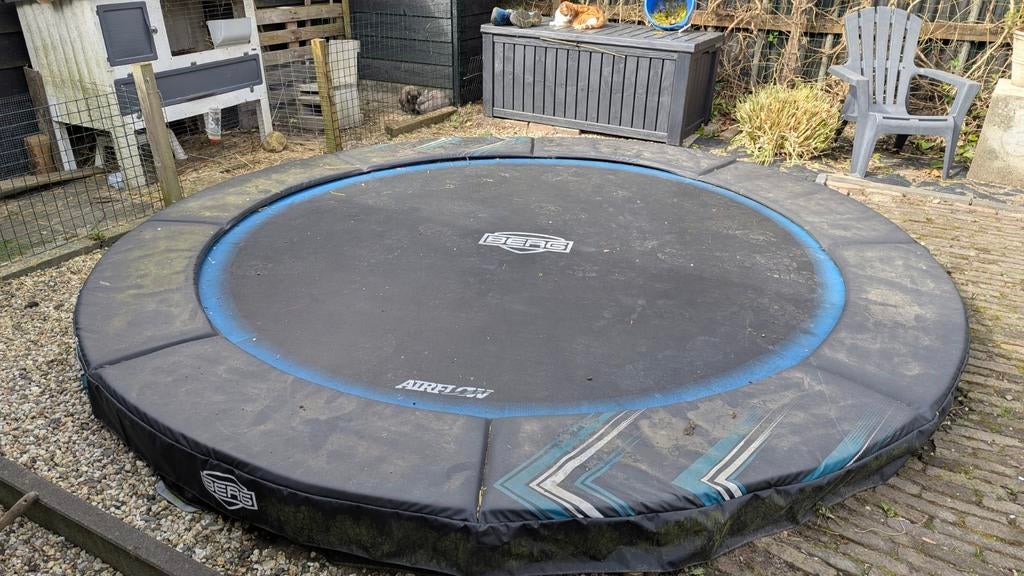 Trampoline 350 cm met afdekzeil, Ophalen of Verzenden, Gebruikt
