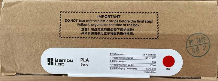 Bambu Lab PLA Basic Rood Filament 10200, Computers en Software, 3D-printerbenodigheden, Nieuw, Ophalen of Verzenden