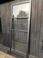 Zwarte stompe steel-look binnendeur met gehard glas, Ophalen, 80 tot 100 cm, 215 cm of meer, Binnendeur