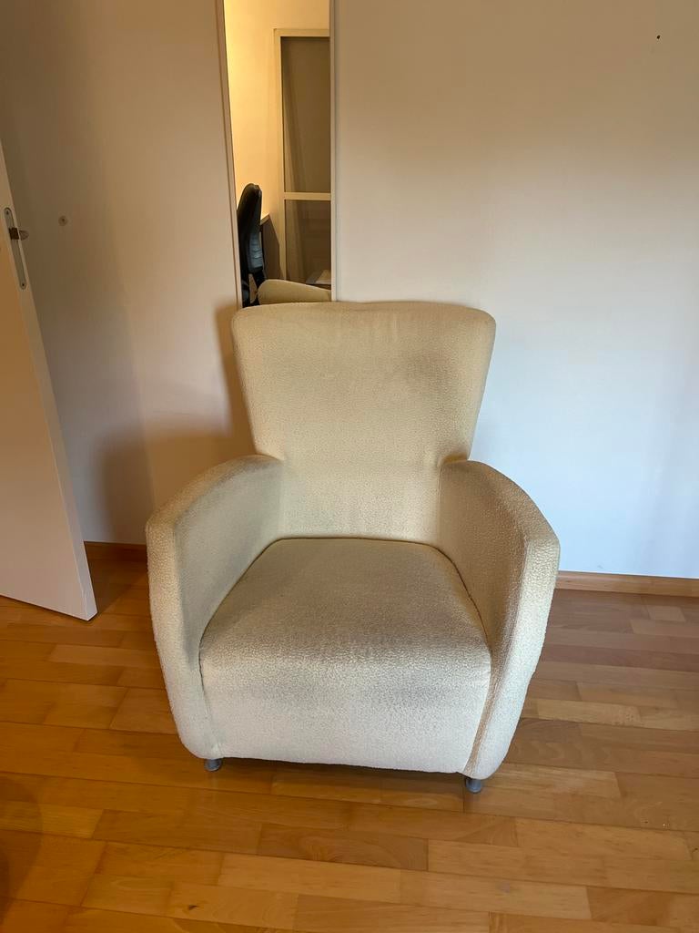 Fauteuil gebroken wit, Ophalen, Gebruikt, Minder dan 75 cm, Stof