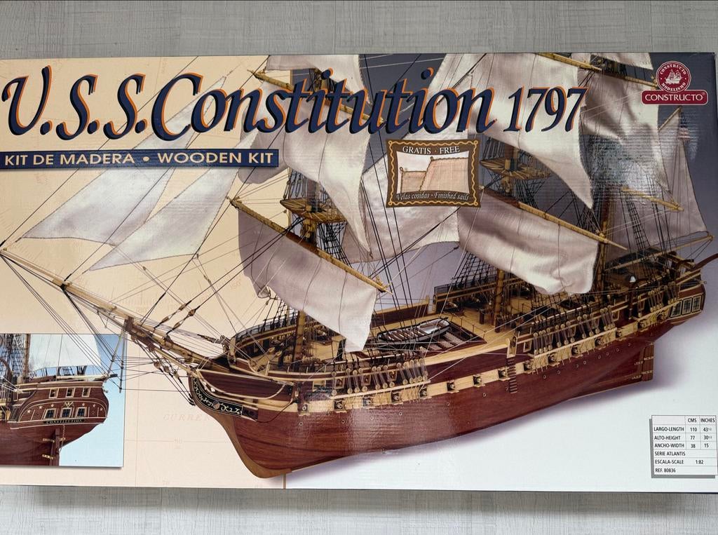 Houten modelbouwkit U.S.S. Constitution 1797 Constructo, Ophalen of Verzenden, Nieuw, 1:50 tot 1:200, Overige merken